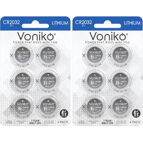 بطارية Voniko 3 فولت CR2032 10 عبوات - بطاريات ليثيوم - بطارية زر 2032 مسطحة - عمر افتراضي 7 سنوات in Kuwait