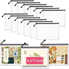 12 Pcs Sticker Storage Organizer Clear Zipper Pouches (Mixed Size) in Kuwait