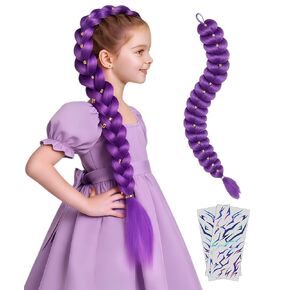 Mersi Girls Kid 30''Purple Hair Extension Braid Ponytail Costume Wig S152 in Saudi Arabia