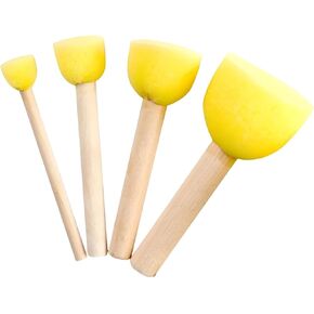Wooden Handle Circular Mushroom Sponge Painting Painting Sponge Seal Brush, Graffiti Art Brush,4PCS in Saudi Arabia