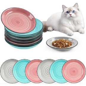 6 Pack Cat Food Bowl, Ceramic Cat Bowls, Anti Whisker Fatigue Cats Bowl Set in Saudi Arabia