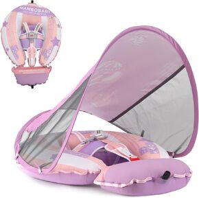 Mambobaby Float Deluxe Baby Pool Float: Safe & Comfortable Swim Trainer for Infants & Toddlers, Non-Inflatable Design, UV Protection Canopy, Fun Water Experience for Ages 3-24 Months in Kuwait