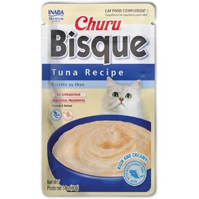 INABA Churu Bisque for Cats, Creamy Lickable Purée Side Dish with Vitamin E, 1.4 Ounce Pouch, 1 Pouch, Tuna Recipe in Kuwait