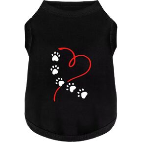 Discover Cozy Cotton Canine Wear: Soft, Lightweight, and Breathable Dog Shirt Vest with Eye-Catching Graphics (Heart and Paw, Keeping Your Furry Friend Warm！Black S in Kuwait