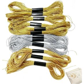 12 Skeins Metallic Embroidery Floss, Gold & Silver Thread, 8m in Kuwait