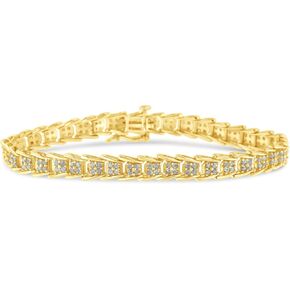 .925 Sterling Silver 2.0 Cttw Diamond Fan-Shaped Nested Link 7" Tennis Bracelet (I-J Color, I3 Clarity) – Choice of Metal Colors in Kuwait