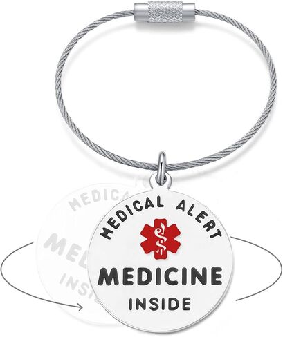 Divoti 1.25" Double-Sided Medicine Inside Bag Tag -Quick Clip- Entirely Surgical Stainless Steel w/Hard Enamel in Kuwait