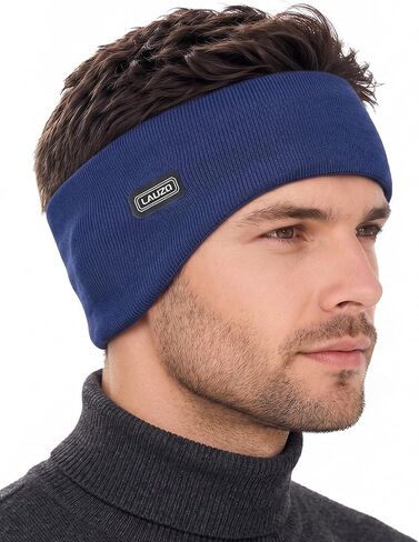 Lauzq Double-Layer Ear Warmer Headband-Knit Fuzzy Lined Winter Ear Muff for Men Women Running Cycling Ear Covers in Kuwait