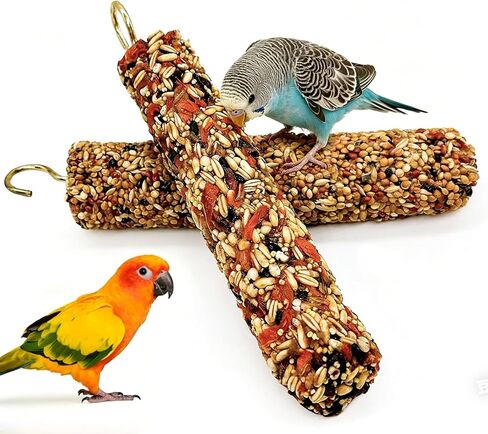 3PCS Parakeet Treat,Natural Parrots Treat Sticks,Vegetable & Grain Style Sticks,Bird Treats for Cockatiel Lovebirds Budgies Canary Finches Myna Conure in Kuwait