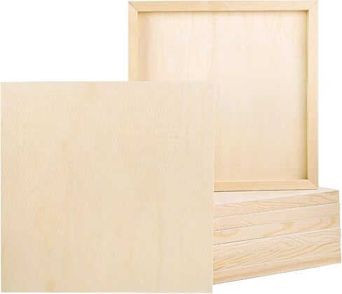 ADXCO 8 Pack Wood Panels 12 x 12 Inch Unfinished Wood Canvas Wooden Panel Boards for Painting, Pouring, Arts Use with Oils, Acrylics in Kuwait