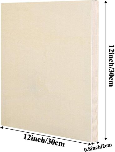 ADXCO 8 Pack Wood Panels 12 x 12 Inch Unfinished Wood Canvas Wooden Panel Boards for Painting, Pouring, Arts Use with Oils, Acrylics in Kuwait