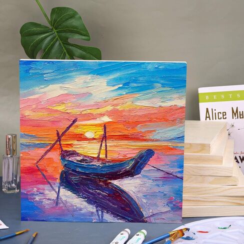 ADXCO 8 Pack Wood Panels 12 x 12 Inch Unfinished Wood Canvas Wooden Panel Boards for Painting, Pouring, Arts Use with Oils, Acrylics in Kuwait