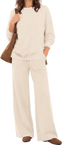 ETCYY NEW Lounge Sets for Women 2 Piece Outfits with Side Split Sweatshirt Tops and Wide Leg Sweatpants in Kuwait