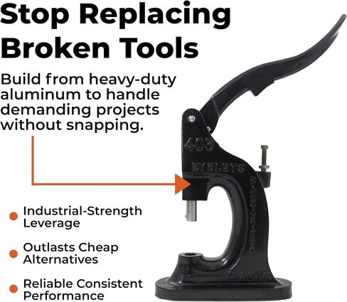 Stimpson ST405 Press Machine for Grommets & Washers, Eyelets, & Snaps – Heavy Duty Hand Tool for Fabrics, Tents, and More - Durable Punch Maker for Small or Large Holes (Setting Tools Not Included) in Kuwait