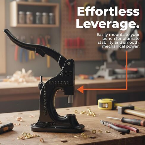 Stimpson ST405 Press Machine for Grommets & Washers, Eyelets, & Snaps – Heavy Duty Hand Tool for Fabrics, Tents, and More - Durable Punch Maker for Small or Large Holes (Setting Tools Not Included) in Kuwait