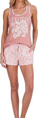 Lucky Brand Women's Pajama Set - 2 Piece Cross Back Tank Top and Sleep Shorts (S-XL) in Kuwait