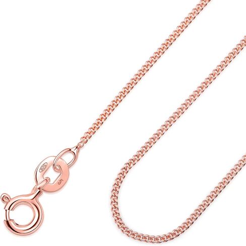 Amberta 14K Rose Gold Plated on 925 Sterling Silver 1.3 mm Curb Chain Necklace 14" 16" 18" 20" 22" 24" 28" in in Kuwait