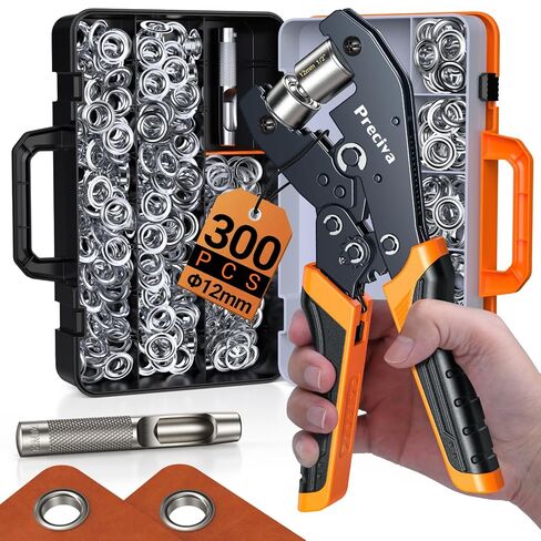 Grommets Tool Kit with 300 PCS 3/8 inch Grommets and Carrying Case,Heavy Duty Eyelet Punch Pliers Set, Precision Dies for Canvas, Leather, Tarps, Fabric, and DIY Repairs in Kuwait