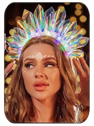 JEAIRTS Light Up Headband LED Crown Hair Hoop Glowing Nightclub Headpiece Luminous Hair Band Party Rave Costume Hair Accessories for Women and Girls in Kuwait