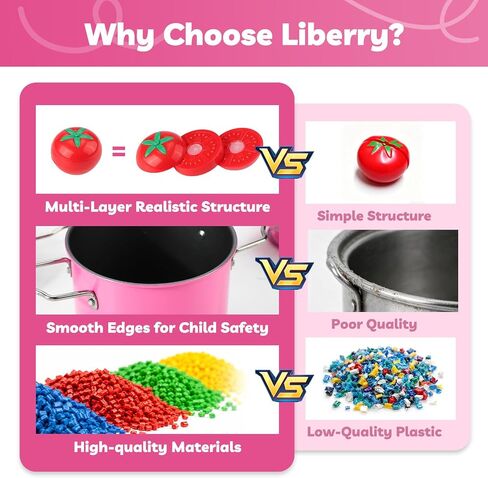Liberry Kids Kitchen Pretend Play Set for Toddler with Toy Pot & Pan, Pink in Kuwait