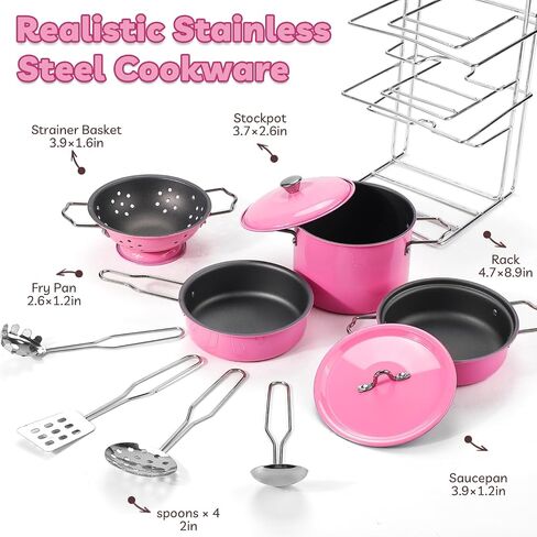 Liberry Kids Kitchen Pretend Play Set for Toddler with Toy Pot & Pan, Pink in Kuwait