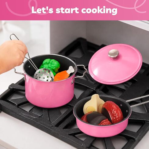 Liberry Kids Kitchen Pretend Play Set for Toddler with Toy Pot & Pan, Pink in Kuwait