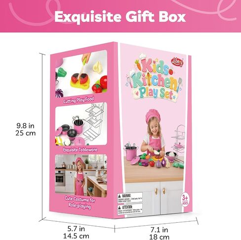 Liberry Kids Kitchen Pretend Play Set for Toddler with Toy Pot & Pan, Pink in Kuwait