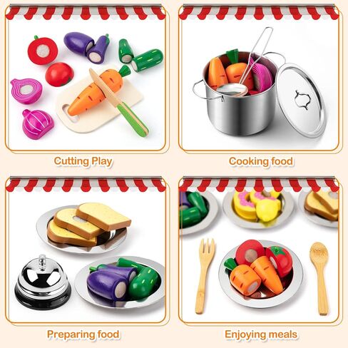 Juboury Play Kitchen Accessories, Stainless Steel Toddler Cooking Set in Kuwait