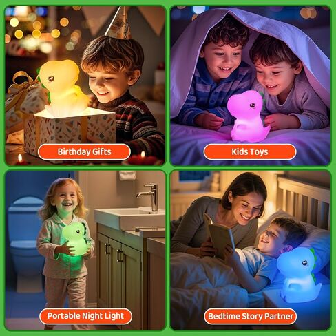 Dinosaur Toys for Kids 3-5, Remote 16 Colors Silicone Night Light for Kids in Kuwait