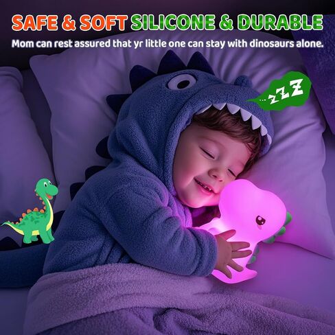 Dinosaur Toys for Kids 3-5, Remote 16 Colors Silicone Night Light for Kids in Kuwait