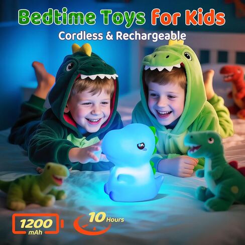 Dinosaur Toys for Kids 3-5, Remote 16 Colors Silicone Night Light for Kids in Kuwait