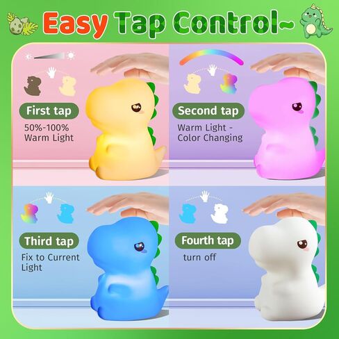 Dinosaur Toys for Kids 3-5, Remote 16 Colors Silicone Night Light for Kids in Kuwait