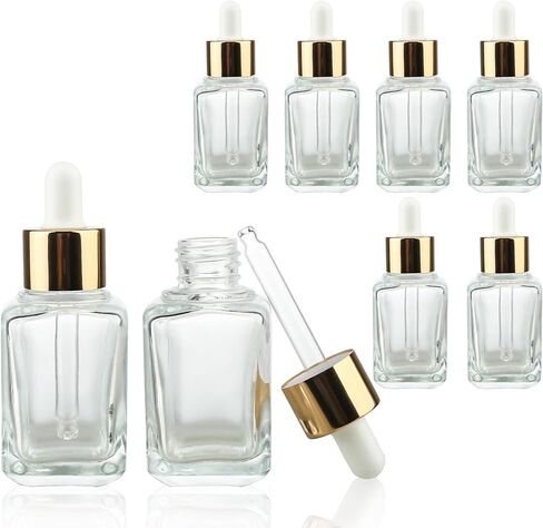 6pcs Empty gradient Blue Square 30ml / 1oz Glass dropper bottle for Serum essence oil bottles container packing in Kuwait