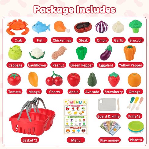 Phobby Pretend Play Food Set Toy for Toddler Boys Girls, 86PCS in Kuwait