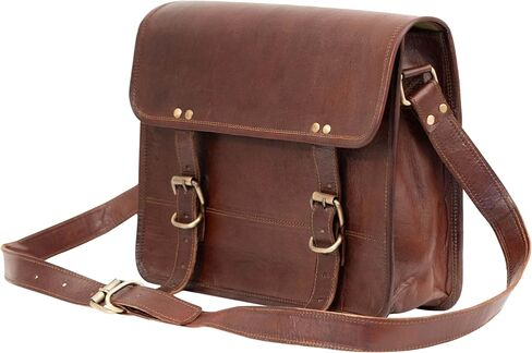 10" Inch Leather Messenger Bag vintage satchel bag Crossbody Bags for Men and Women unisex office bag in Kuwait