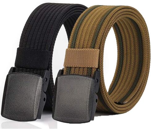 HOANAN 2 Pack Nylon Belt Outdoor Non-Metal Mens Military Web 1.5" Tactical Work Belt in Kuwait