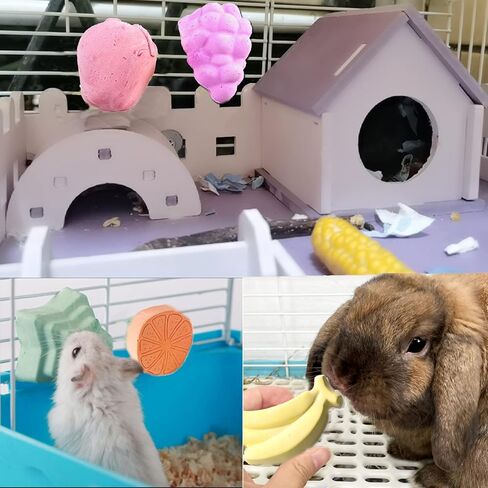 Tfwadmx Lava Block Chew Toys Teeth Grinding Pet Lava Block Calcium Stone for Chinchilla Hamster Mouse Squirrels and Small pet 4 Pack in Kuwait