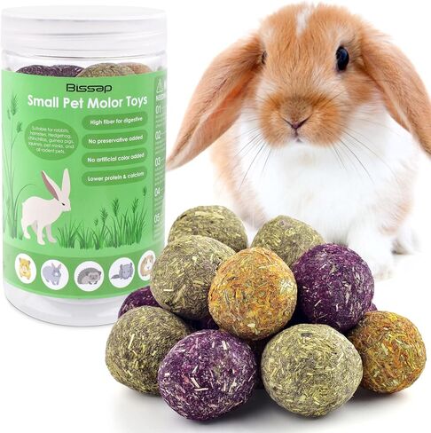 Bissap Bunny Chew Toys 15PCS, 100% Natural Flowers Flavored Timothy Hay Balls Rabbit Chew Treats for Hamster Guinea Pigs Rats Chinchillas Gerbils and Other Small Animals Teeth Care in Saudi Arabia