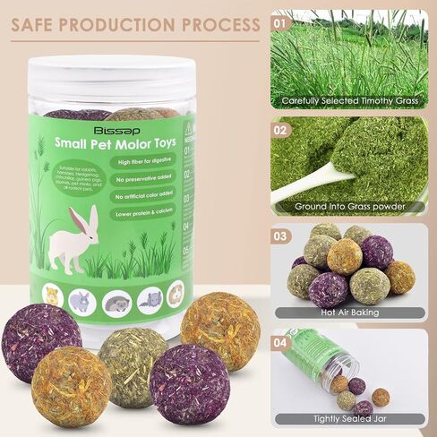 Bissap Bunny Chew Toys 15PCS, 100% Natural Flowers Flavored Timothy Hay Balls Rabbit Chew Treats for Hamster Guinea Pigs Rats Chinchillas Gerbils and Other Small Animals Teeth Care in Saudi Arabia