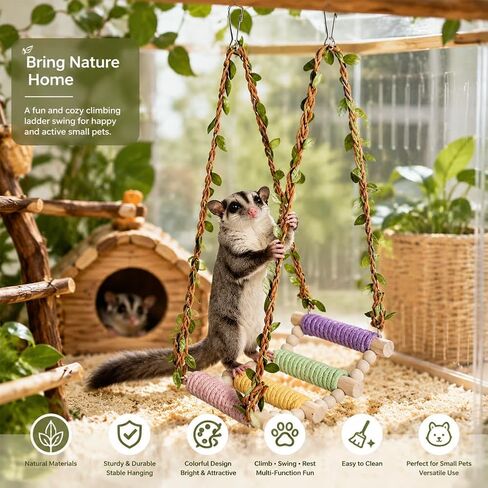 Sugar Glider Swing Toys,Natural Wood Rat Enrichment Toys in Saudi Arabia