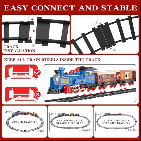 Electric Train Set for Kids Ages 4-8, Steam Train Toys, Battery Train Set in Saudi Arabia