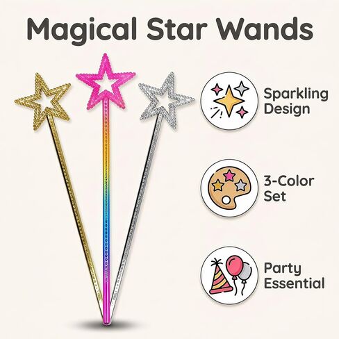 3 Pcs Star Wands Fairy Princess Wand for Girls Birthday Party Dress Up in Saudi Arabia