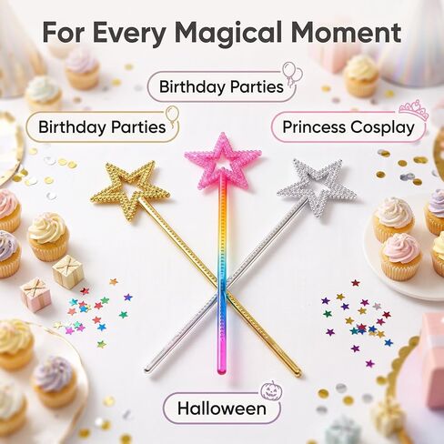 3 Pcs Star Wands Fairy Princess Wand for Girls Birthday Party Dress Up in Saudi Arabia