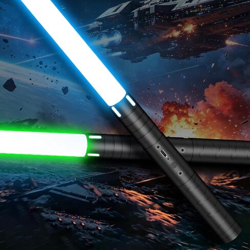 2 Pack 20-Color Lightsabers for Kids - Upgraded 2-in-1 Set with 4 Modes, 3 Sound Effects, Ideal for Halloween Cosplay, Christmas & Birthdays, Rechargeable in Kuwait