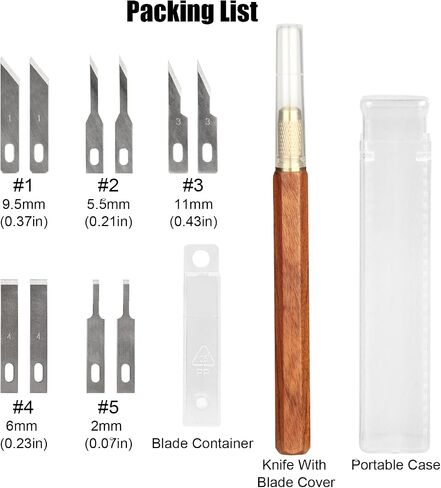 TOOLCOOL Precision Craft Knife Exacto Knife Hobby Knife Set Wooden Handle With 10 Pcs SK5 Steel Blades And Blade Cover For Carving Modeling Scrapbooking Stencil And Art Projects in Kuwait