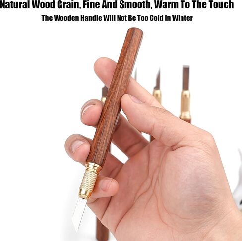 TOOLCOOL Precision Craft Knife Exacto Knife Hobby Knife Set Wooden Handle With 10 Pcs SK5 Steel Blades And Blade Cover For Carving Modeling Scrapbooking Stencil And Art Projects in Kuwait