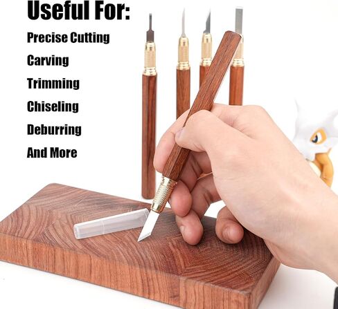 TOOLCOOL Precision Craft Knife Exacto Knife Hobby Knife Set Wooden Handle With 10 Pcs SK5 Steel Blades And Blade Cover For Carving Modeling Scrapbooking Stencil And Art Projects in Kuwait