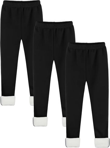 Resinta Cotton Girls Fleece Lined Leggings Thick Thermal Tights Kids Winter Soft Stretchy Pants Full Length in Kuwait