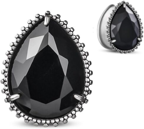 ERKUOO 2PCS Teardrop Zircon Gauges For Ears Double Flared Ear Tunnels and Plugs Flesh Stretchers Expander Body Piercing Jewelry in Kuwait