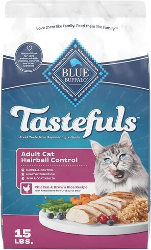 Blue Buffalo Tastefuls Chicken Adult Hairball Control Dry Cat Food, 7 lb in Kuwait